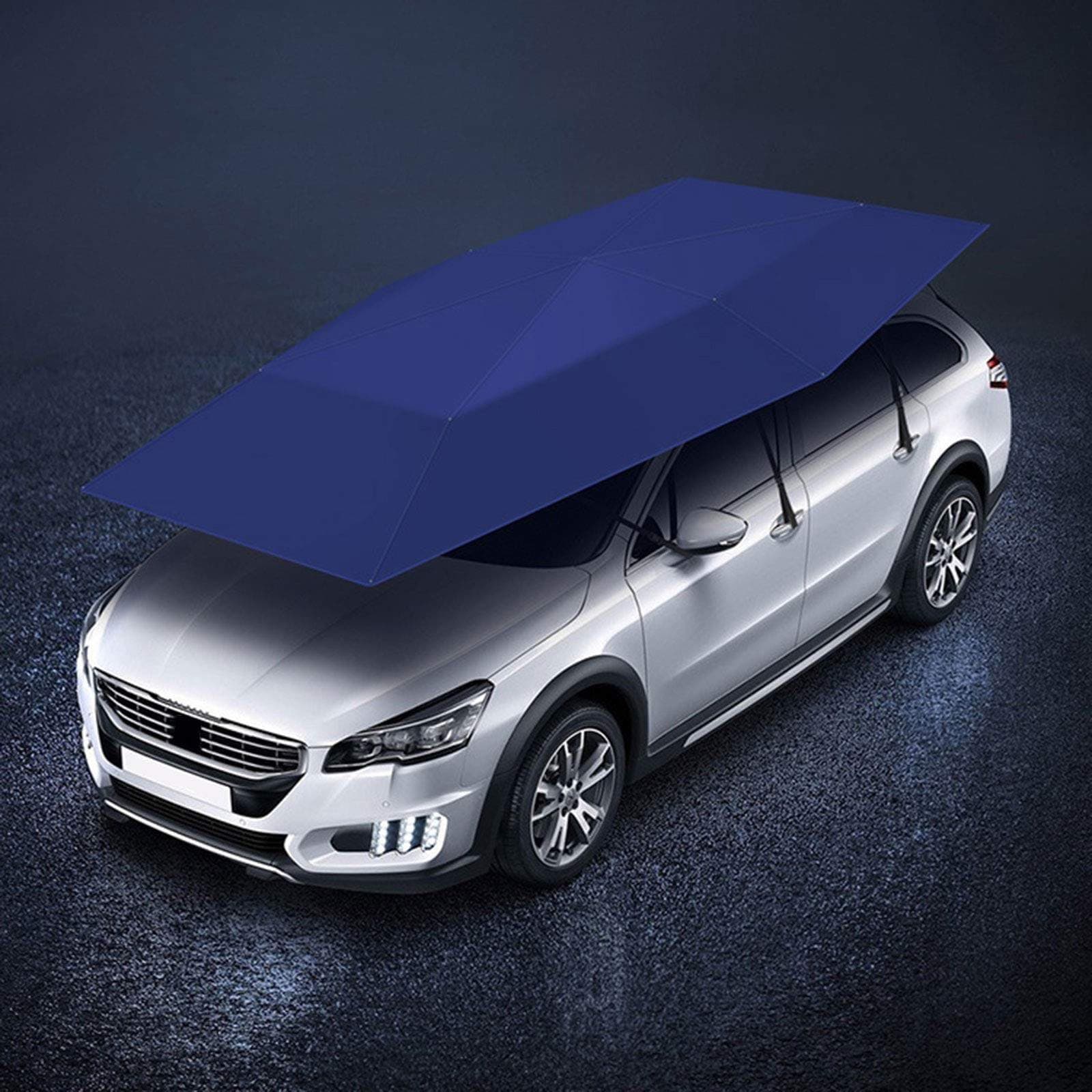 Fully Automatic Car Tent Removable Carport Folding Portable Car Protection Car Umbrella Sun Protection Car Awning Cover with Remote Control,Blue-4.9m