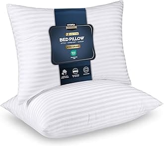 Utopia Bedding Pillows 2 Pack, (Queen) Polycotton Cover Hotel Quality Luxury Bed Pillow for Back, Stomach or Side Sleepers