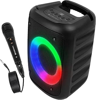 Zeb-Buddy 100 Portable BT v5.0 Speaker with TWS, 20W RMS, Wired mic Karaoke, 5H Backup, RGB LED, AUX, USB, Micro SD, Built in Rechargeable Battery and Mobile Holder, Black