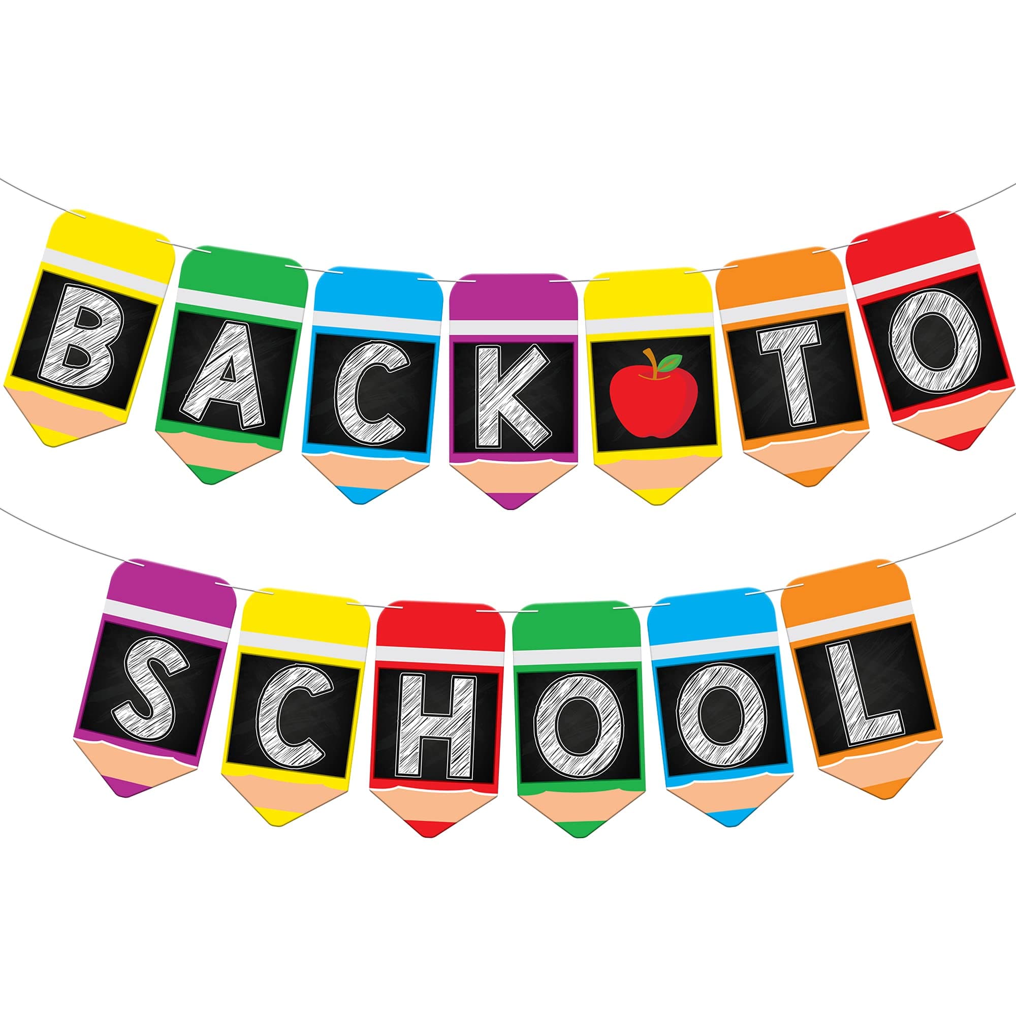 KatchOn, Large Back To School Banner - 2 Strings 10 Feet, No DIY | Pencil Banner, Welcome Back To School Decorations for Classroom | Back To School Party Decorations, First Day of School Decorations