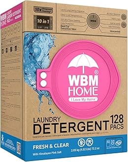 Laundry Detergent Pods, 128 Count | Fresh & Clear Unscented | Laundry Pods 10x Ultrapower Cleaning With Color Protection and Eco-Friendly Packaging
