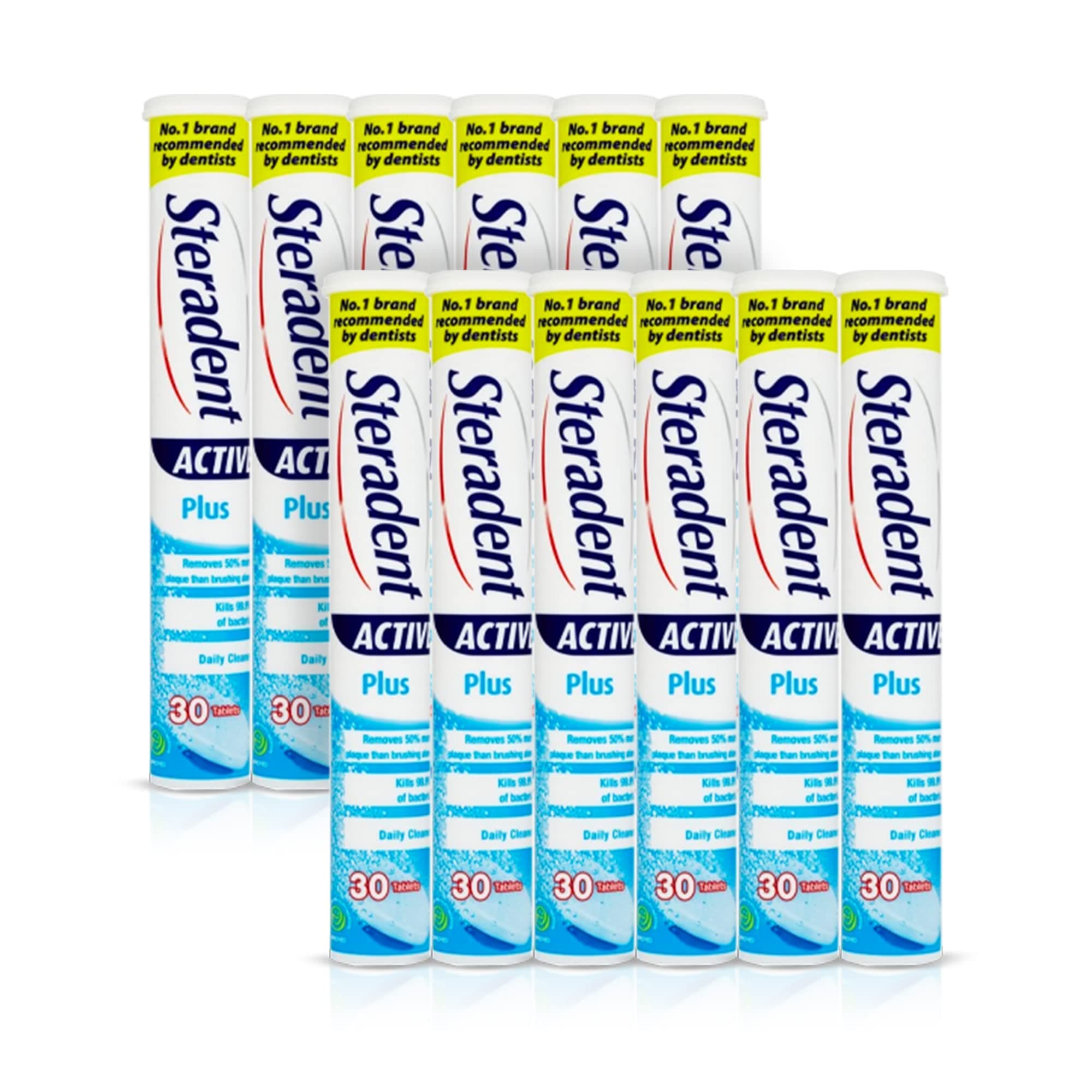 Steradent Pro White Denture Cleansing Tablets, 360 Count Multipack (12 Packs) - Daily Oral Hygiene Solution for Bright, Fresh Smile