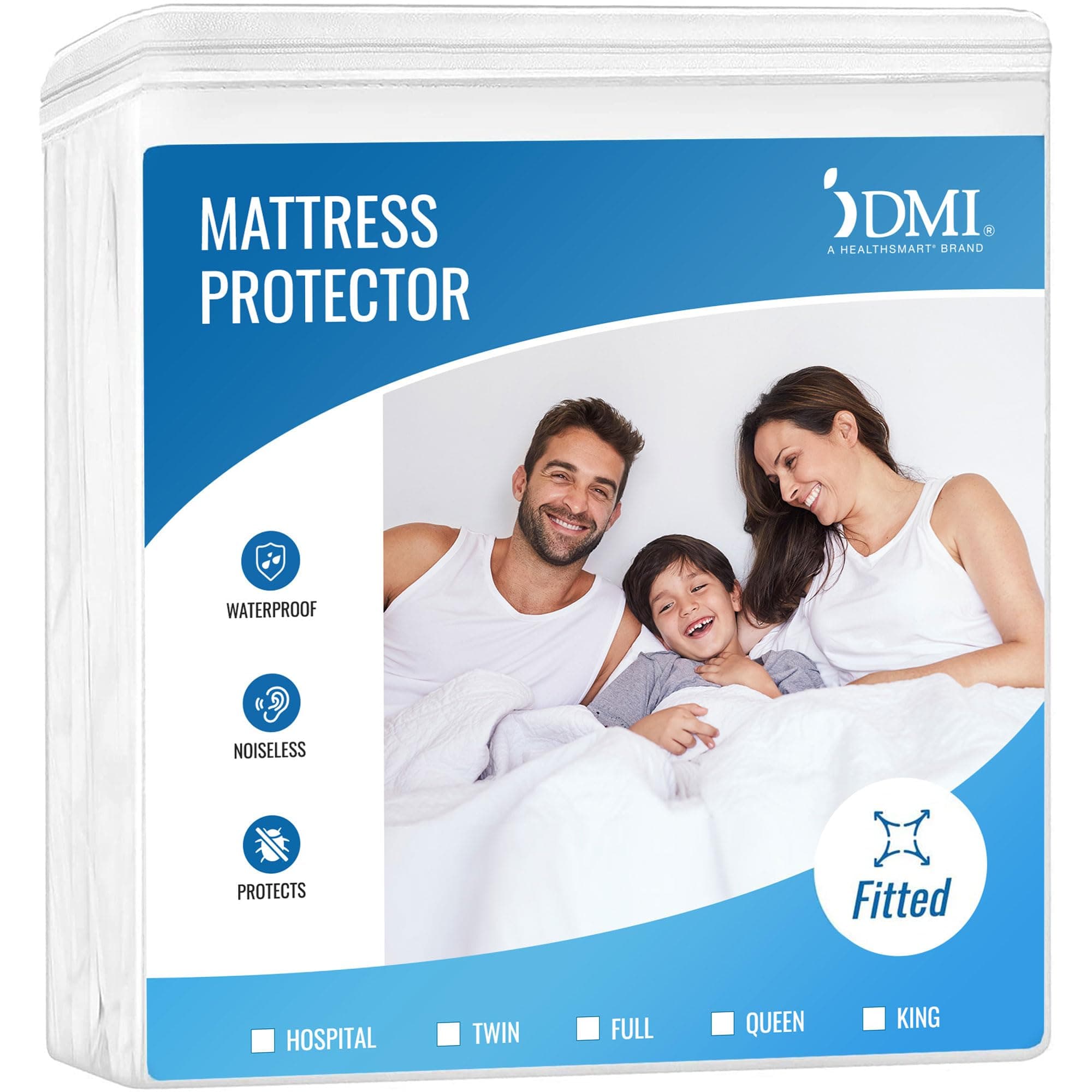 DMI Waterproof Mattress Protector, White, 36x80x6 Inch, Noiseless Plastic