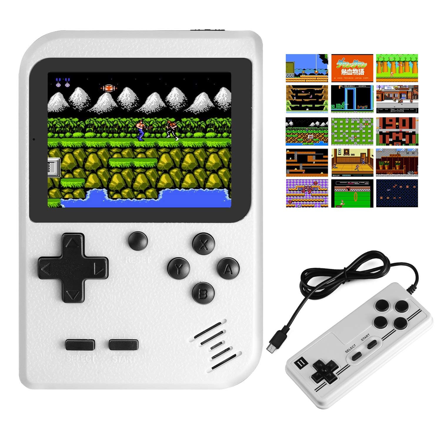 JAMSWALL Handheld Game Boy Console, 400 Classical FC Games 2.8-Inch Screen 800mAh Rechargeable Battery Portable Retro Video Game Console Support for Connecting TV and Two Players(White)