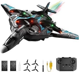 Losbenco RC Aircraft 4 CH, Remote-controlled fighter jet with 3 modes, stunt roll, cool lights, F-22 RC aircraft ready to fly, great jet aircraft gift toy for boys, children, adults and beginners