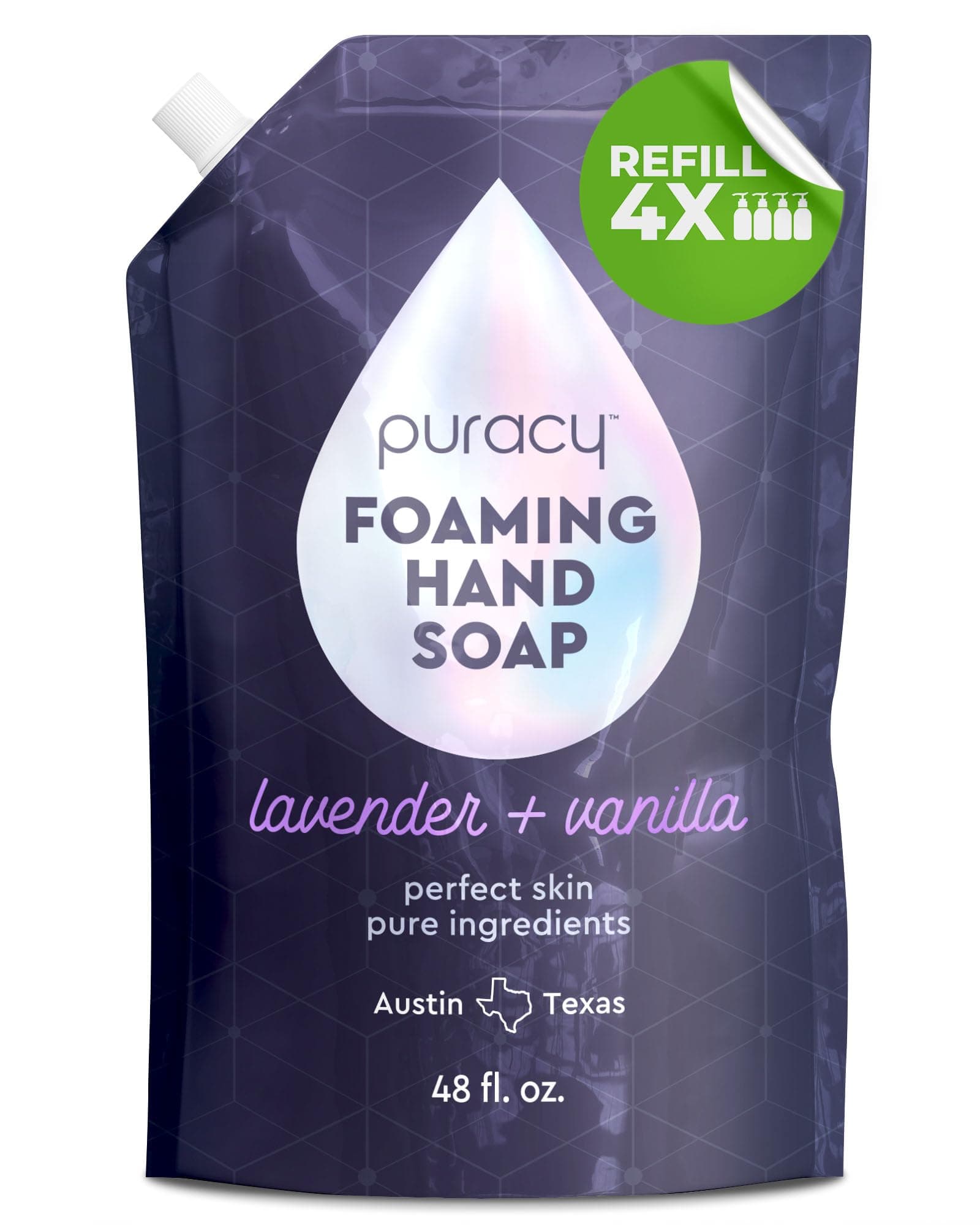 Puracy Foaming Hand Soap Refill - Plant-Powered Natural Hand Soap As Seen on TikTok, Non-Toxic, Sulfate-Free Liquid Soap, Moisturizing Foam Handwash Liquid (Lavender & Vanilla, 48 fl oz)