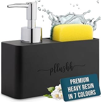 Soap Dispenser for Kitchen Sink (Black) - Soap Stand for Kitchen Sink, Soap Holder Sponge Holder, Dish Soap Dispenser & Dishwasher Dispenser for Wash Basin Organizer