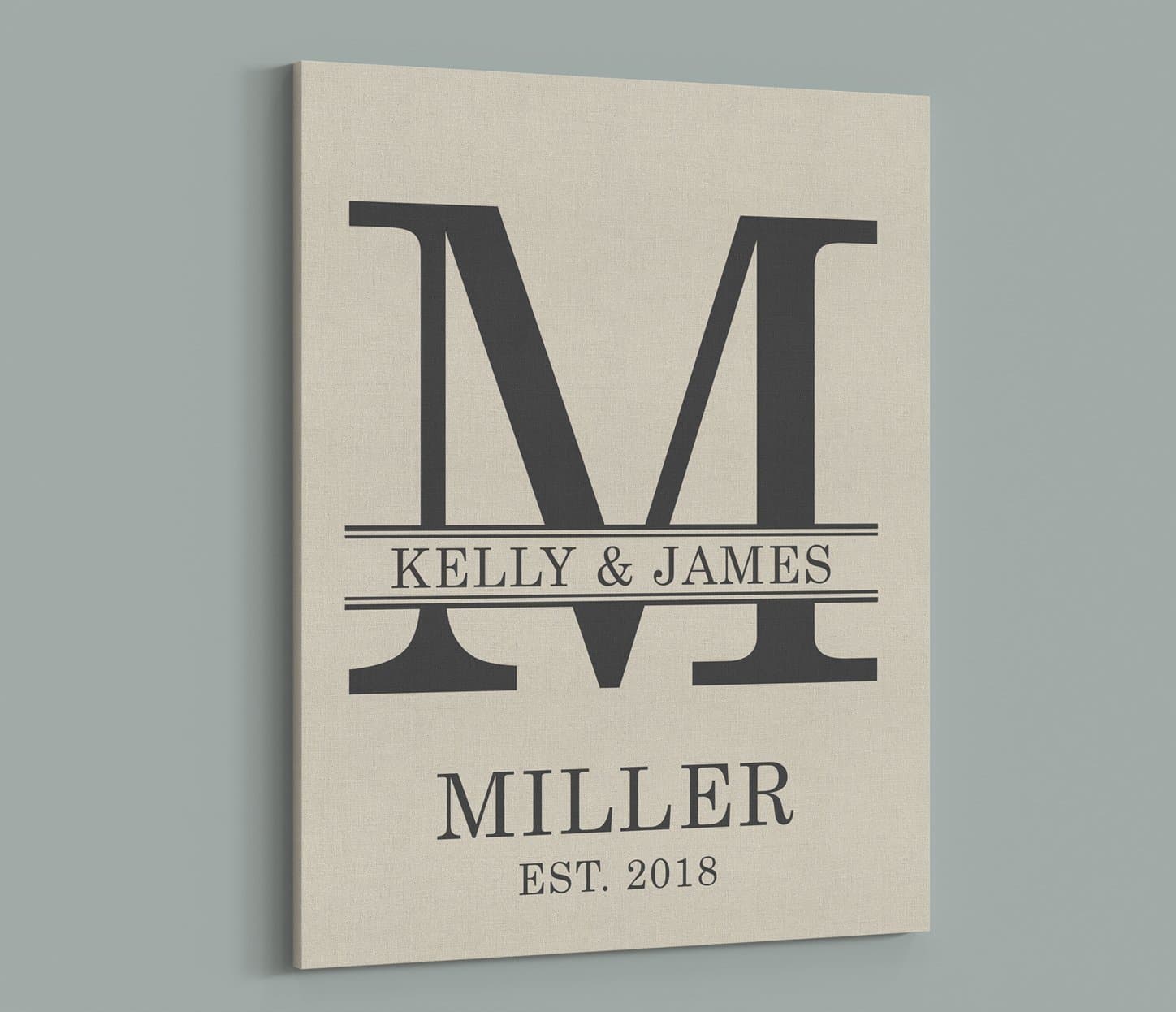 Personalized Family Name Sign - Monogram Canvas Print Wall Decor - Wedding Gift, Anniversary Gifts, Housewarming Gift