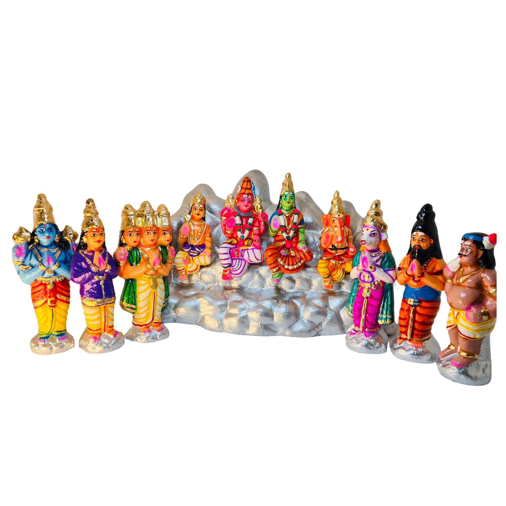 GP Decors Sivan Kailaya Malai Set for Navarathiri – Multicolor 1.5 ft Clay Puzzle Figurine, 10 Pieces
