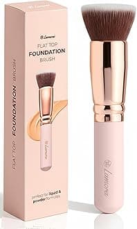 Make Up Brush Foundation Kabuki Flat Top - Perfect For Blending Liquid, Cream or Flawless Powder Cosmetics - Buffing, Stippling, Concealer - Premium Quality Synthetic Dense Bristles!