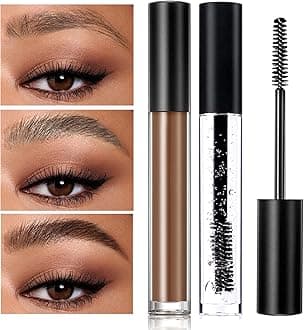 DAGEDA Clear Eyebrow Setting Gel, Brow Fix Gel, Waterproof And Sweat-Proof Eyebrow Repair Liquid Brows Styling Beauty Salon Home Use Makeup, 1.81oz (Clear and Dark Brown)