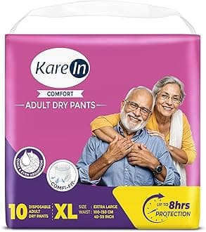 KareIn Comfort Adult Diaper Pants, Extra Large 100-150 Cm (40"- 59"), Unisex, Leakproof, Elastic Waist, Wetness Indicator, 10 Count