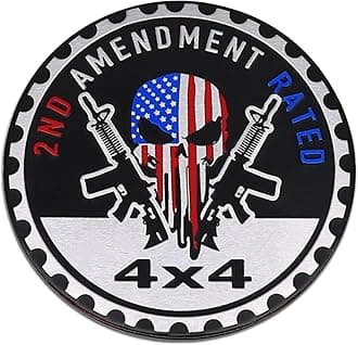 2ND Amendment Badge Rated Car Emblem, 4 x 4 3D Metal Car Badge Decals Stickers Round Emblem Decals, Universal Exterior Decorations Accessories Emblems Badge for Jeep Wrangler Vehicles Truck SUV RV