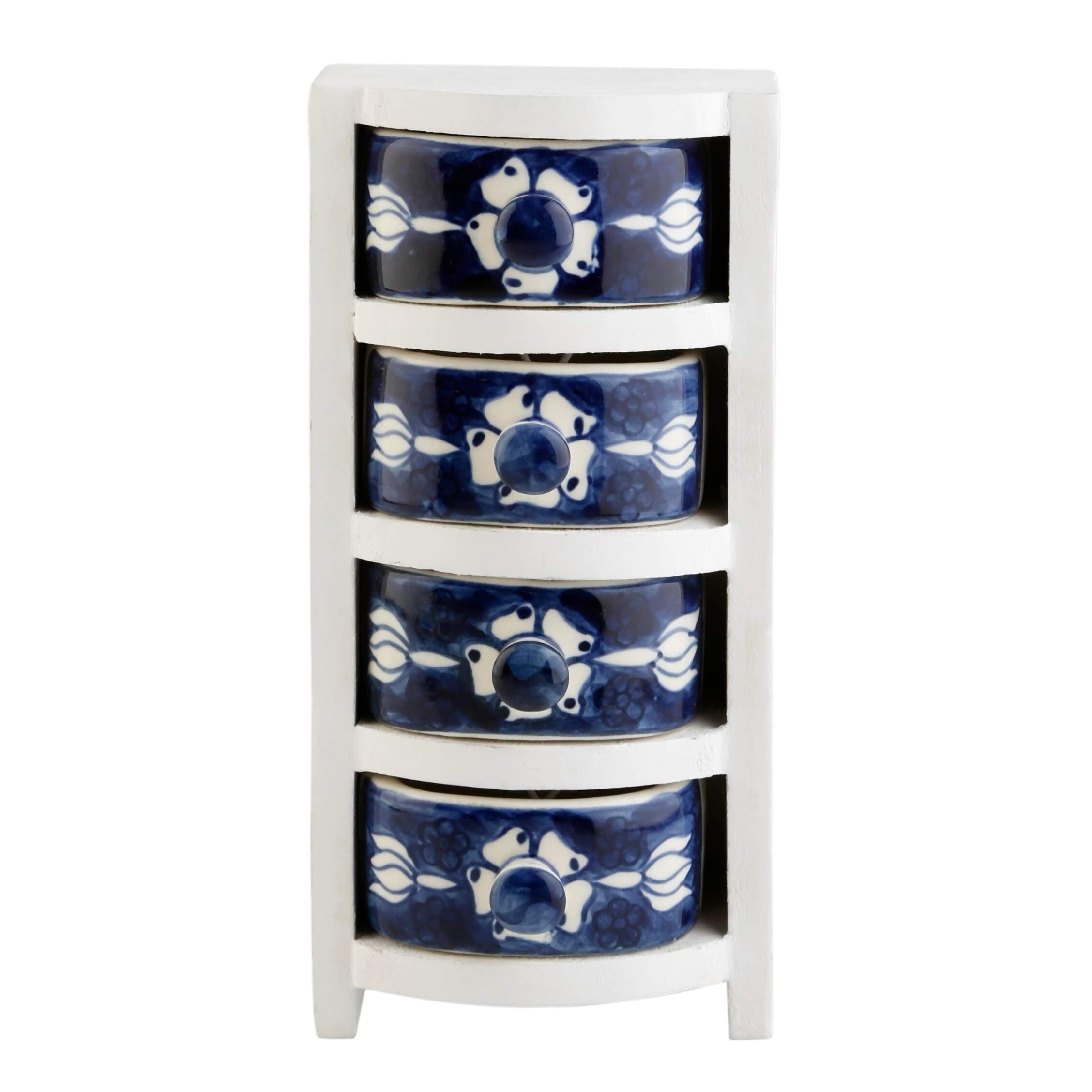 Curios 4 Drawer White Wood Apothecary Chest