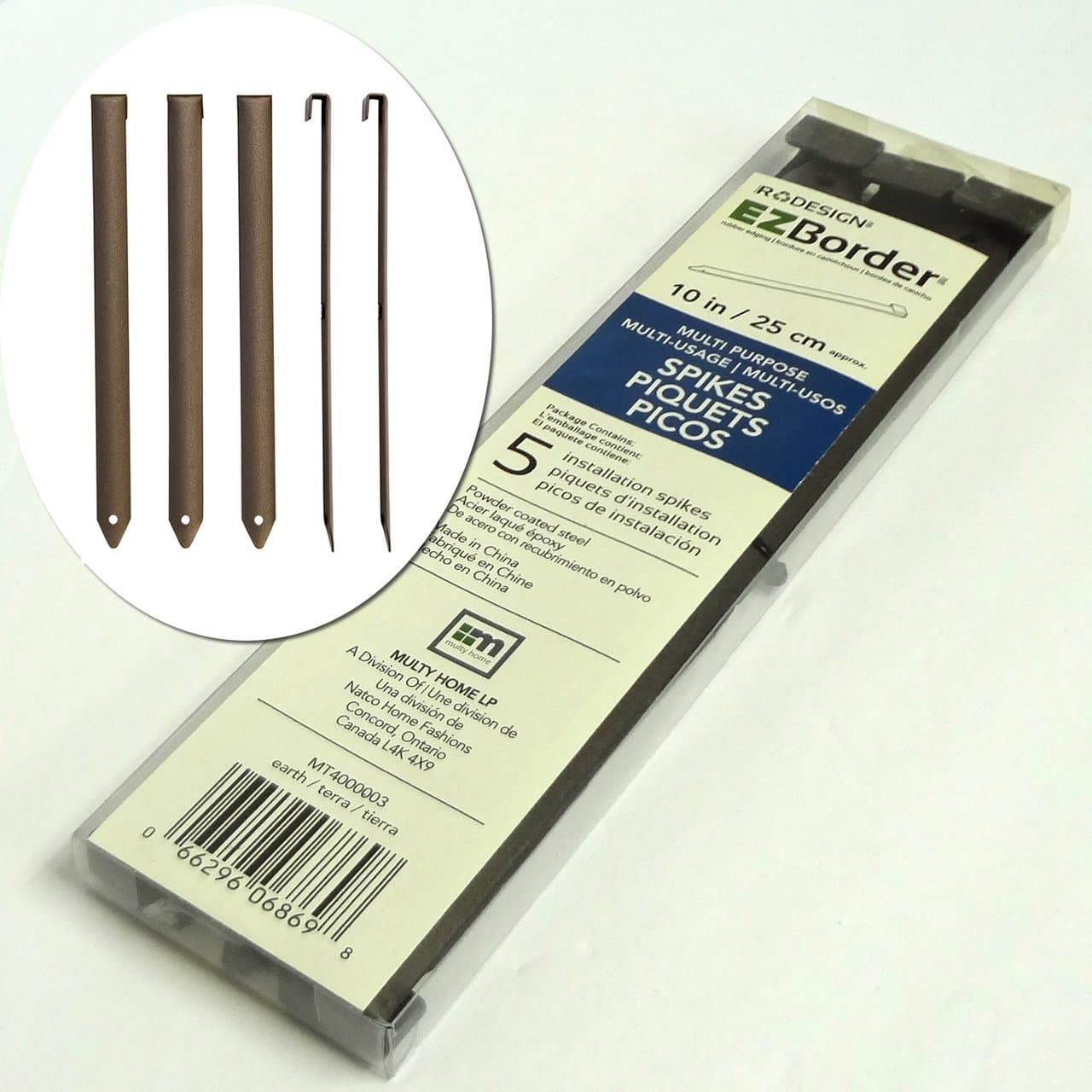 Rodesign 10" EZ Border Thinline Spikes 5-Pack Coated Steel Landscape Garden Edging Edge WLM8 MT4000003