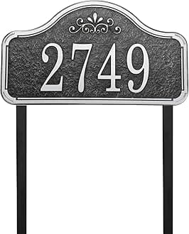 Address Sign Lawn Mounted - Custom House Number Plaque Sign,House Address Numbers for Outside House,Yard,Garden,Grass,Ground,Drive Way,Lawn, 4 Colors,13'' x7.5'', Thick Fade Resistant with Solid Metal