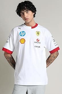 PUMA Men Cotton Scuderia Ferrari F1 2025 Driver's Oversized Tshirt