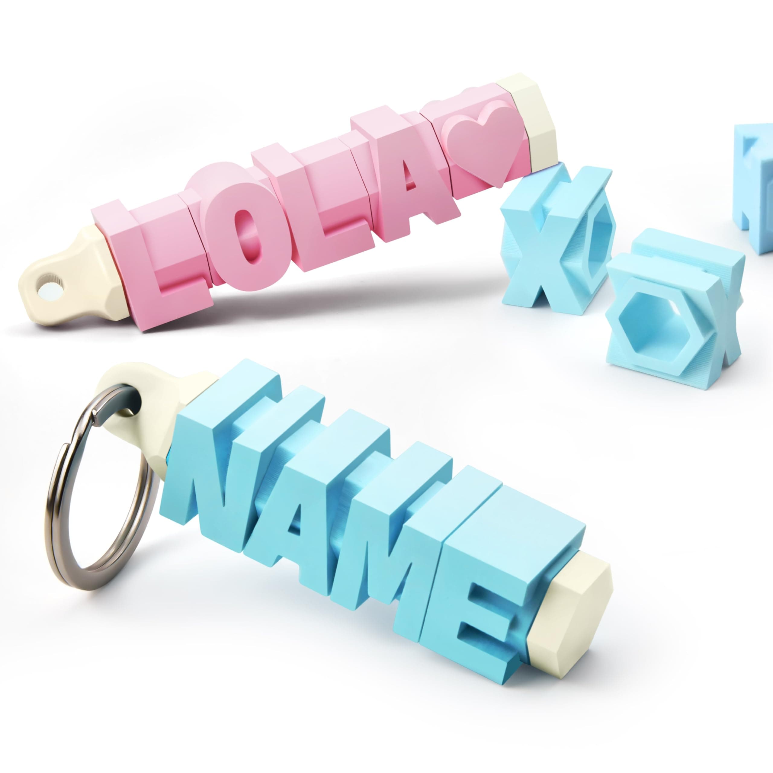 HOPELF 3D Printed Personalized Name Keychain - Cute Customized Key Chains Gift for Him, Her, Kids, Teen, Couples, and Friends