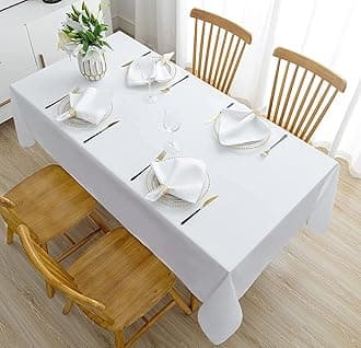 HOME COLORS.IN Cotton Slub Texture 4 Seater Table Cover, Dining Table Cloth, 60 x 72 Inch, White