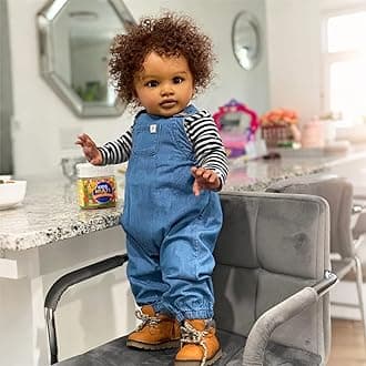 Pinky 26 Inch Reborn Toddler Baby Doll Black Boy Lifelike African American Newborn Dolls Soft Vinyl Real Look Rooted Hair Reborn Baby Doll Kids Toy for Ages 3+