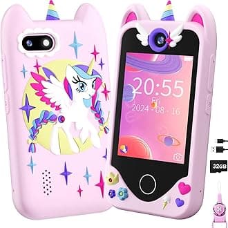 Kids Smart Phone for Girls Gifts - Toddler Christmas Birthday Gift for Age 3 4 5 6 Year Old, Kids Cell Phone Toy with Touchscreen, Dual Cameras, Learning, Kid Mp3 Player, Games with 32 GB Card