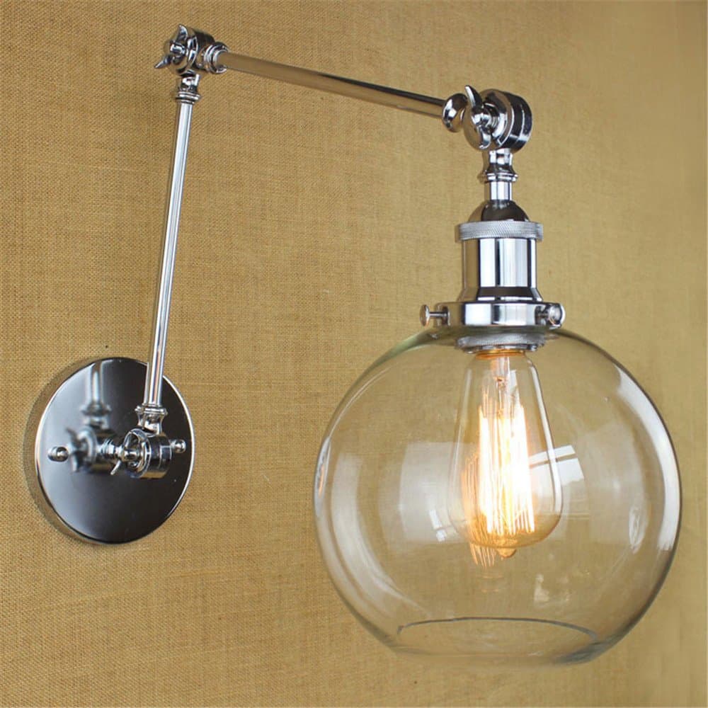 AMENYU Wall lamp Designer's Lamp Study Bedside American Rustic Vintage Industrial Wind Double Section Mechanical arm Decoration Wall lamp, 200mm 280mm [Energy Class A++]