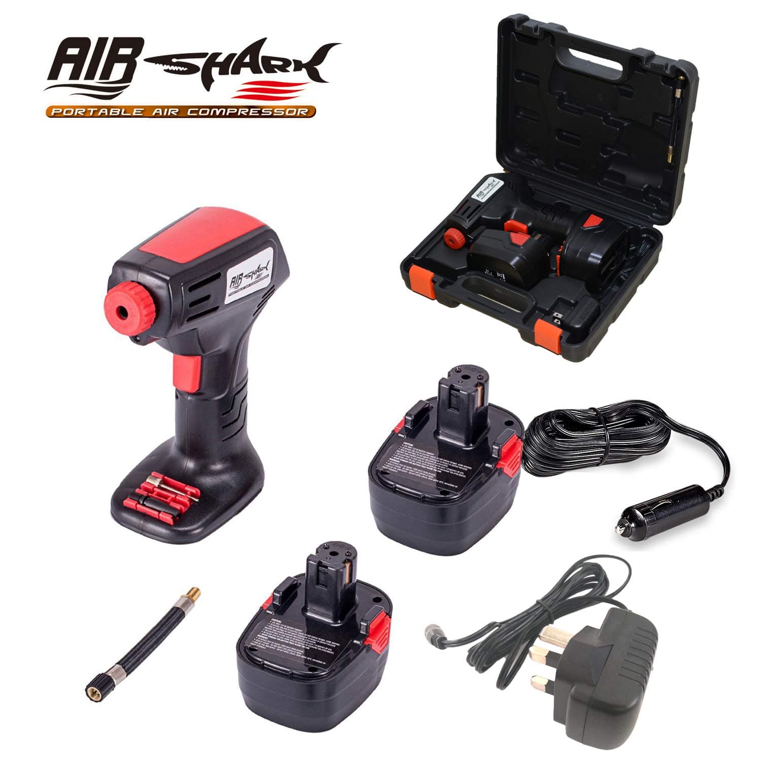 Portable Air Compressor Cordless Battery Tyre Inflator Pump For Bicycle Ball Car with Deluxe Carry Case