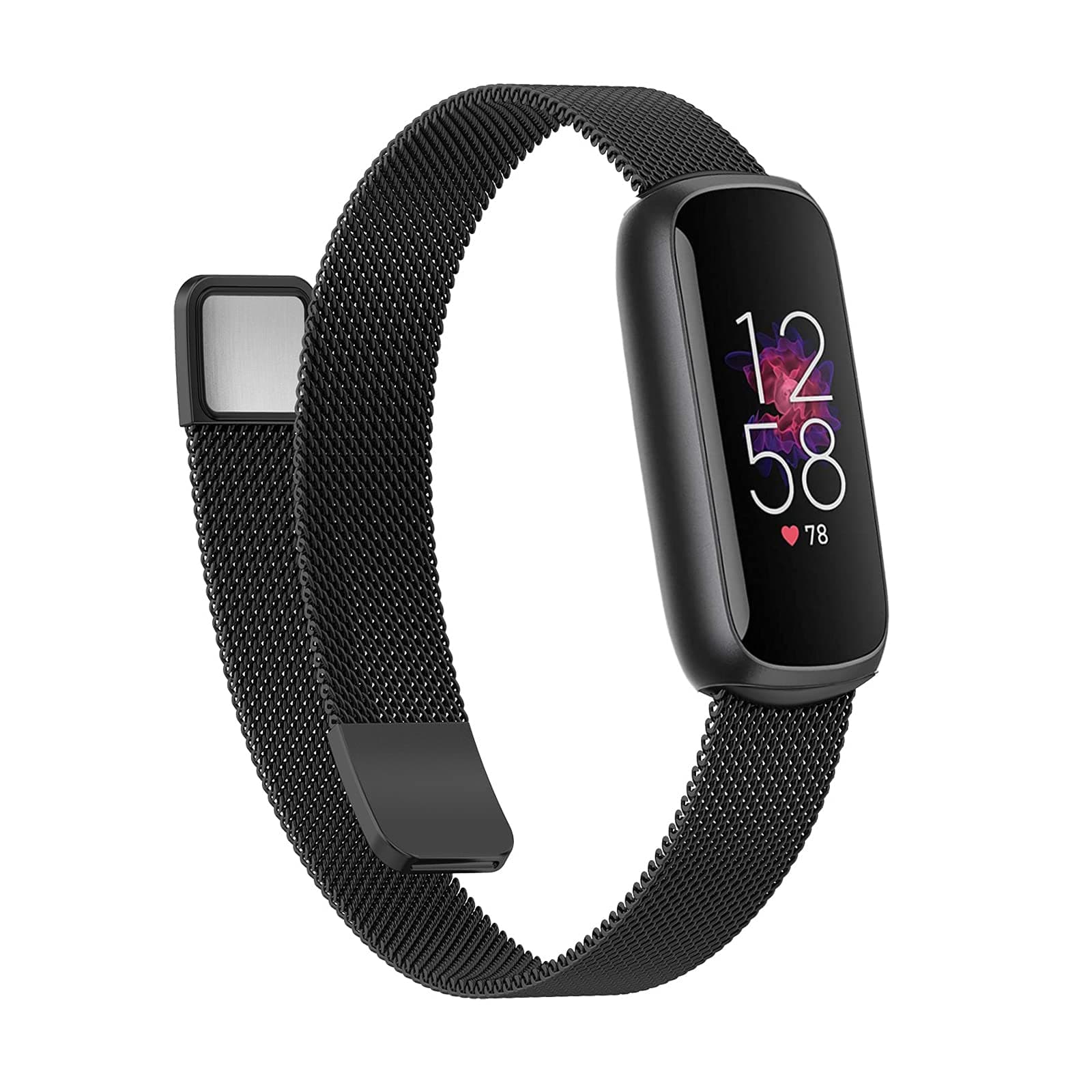 Wongeto Band Compatible with Fitbit Luxe,Adjustable Stainless Steel Loop Mesh Magnetic Strap Replacement Wristbands Bracelet for Fitbit Luxe Fitness and Wellness Tracker for Women Men