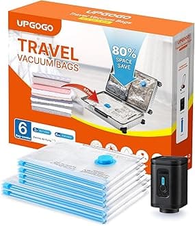 Travel Vacuum Bags Combo 6 Pack - Space Saver Vacuum Storage Bags for Clothing and Luggage