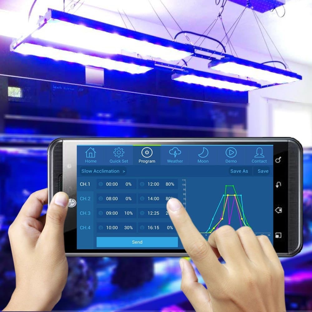 DSunY 36” Programmable Marine Aquarium Led lighting, SPS LPS Coral Reef Saltwater Lamp Programmable Smart Timer Sunrise Dimmable, Moon Light, Super Slim(Android)