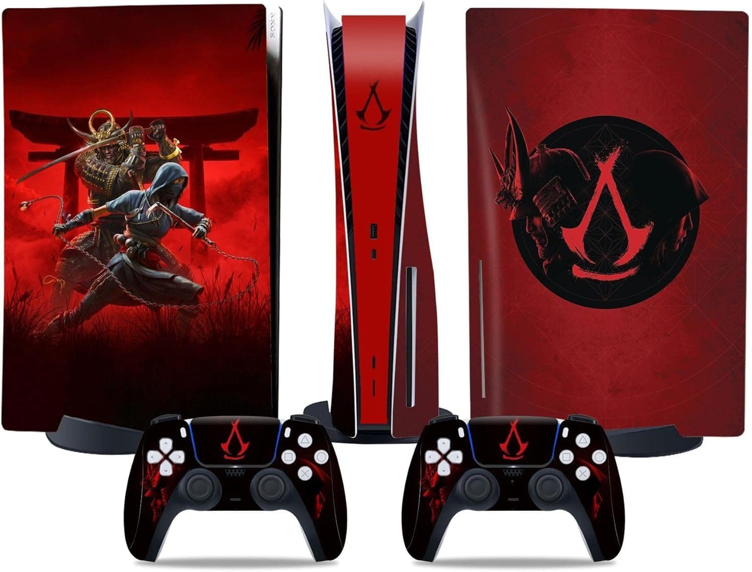 MaD Vision® Extra-Durable Skin Kit for PlayStation 5 (PS5) Disc | Matte Vinyl Decal Set for Console + 2 Controllers - for Assassin's Creed Shadows Design