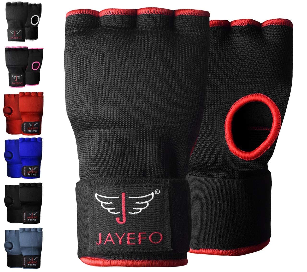 Jayefo Padded Inner Gloves for Boxing - Elastic Hand Wraps with Training Gel - Quick Boxing Wraps and Bandages for Men & Women - Wrist Wrap Protector Handwraps Kuckle Pair