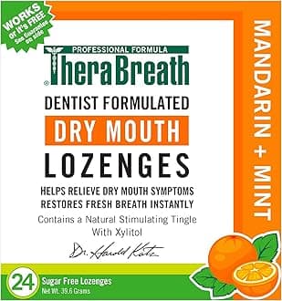 Dentist Formulated Dry Mouth Lozenges, Sugar Free, Mandarin Mint Flavor, 24 Count
