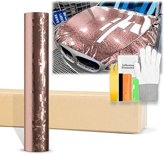 60"x420" (5FTx35FT) Rose Gold 24K Chopped Forged Carbon Fiber Textured Vinyl Wrap Auto Car Sticker Decal Sticker Film Sheet Bubble Free Air Release Technology with Tool Kit