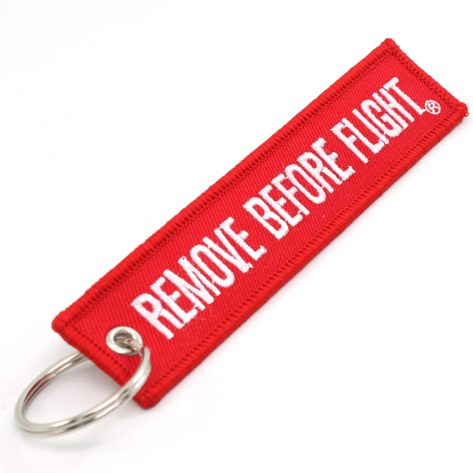 Rotary13B1 Remove Before Flight Key Chain - Red/White QTY 1piece - 100% embroidered