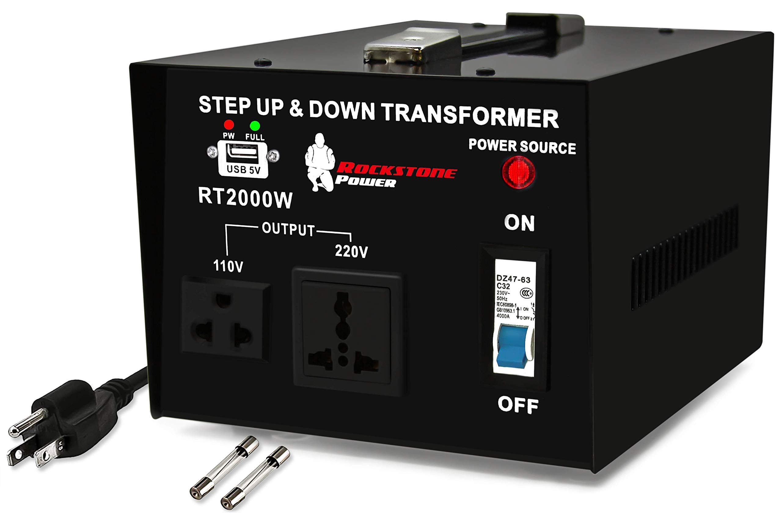 2000 Watt Heavy Duty Step Up/Down Voltage Transformer Converter, 110/120/220/240 V, 5V USB Port