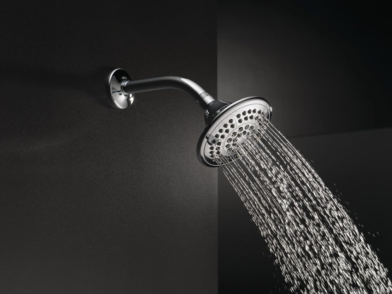 Faucet 5-Setting Raincan Shower Head, Chrome Rain Shower Head, Round Shower Head, Delta High Pressure Shower Head, Water Saver Shower Head 1.75 GPM, Chrome RP78575