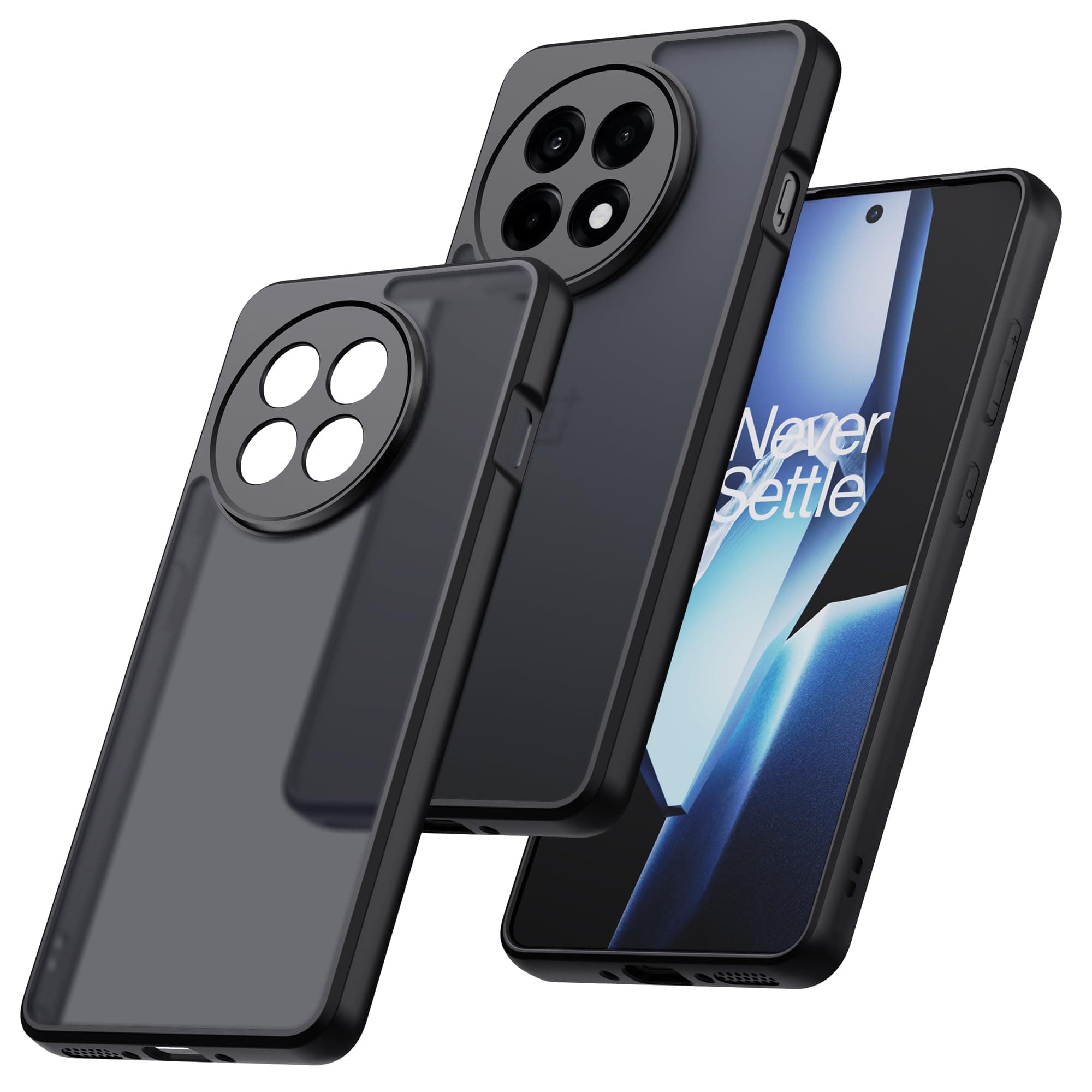 for OnePlus 13R Case, Translucent Matte Shockproof Bumper Case with Camera Cover for One Plus 13R, Slim Thin Yet Military Grade Drop Proof Silicone Phone Cover