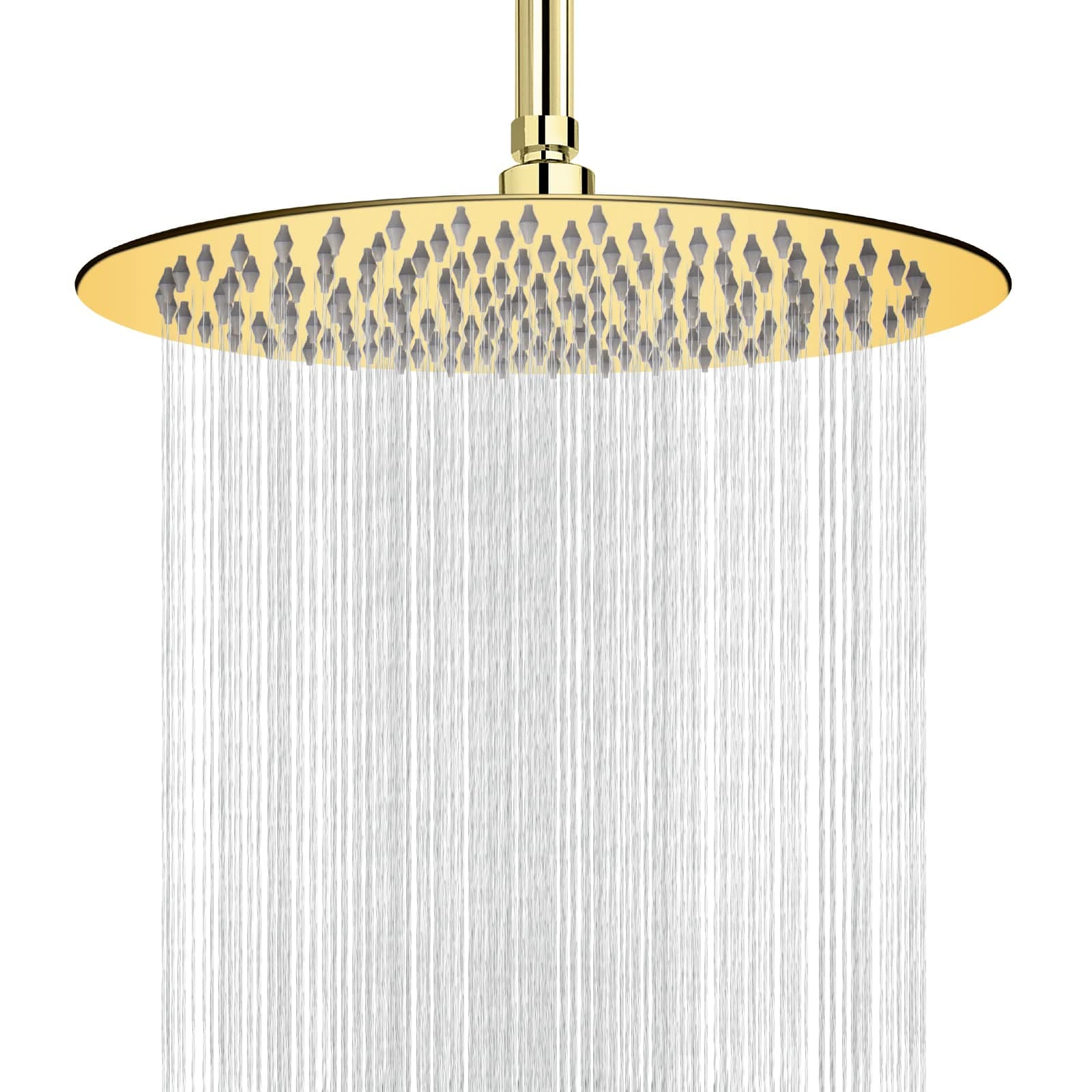NearMoon Rain Shower Head, Ultra-Thin Design-Pressure Boosting, Awesome Some Experience, Large High Flow Stainless Steel Rainfall Shower Head (12 Inch, Chrome Gold)