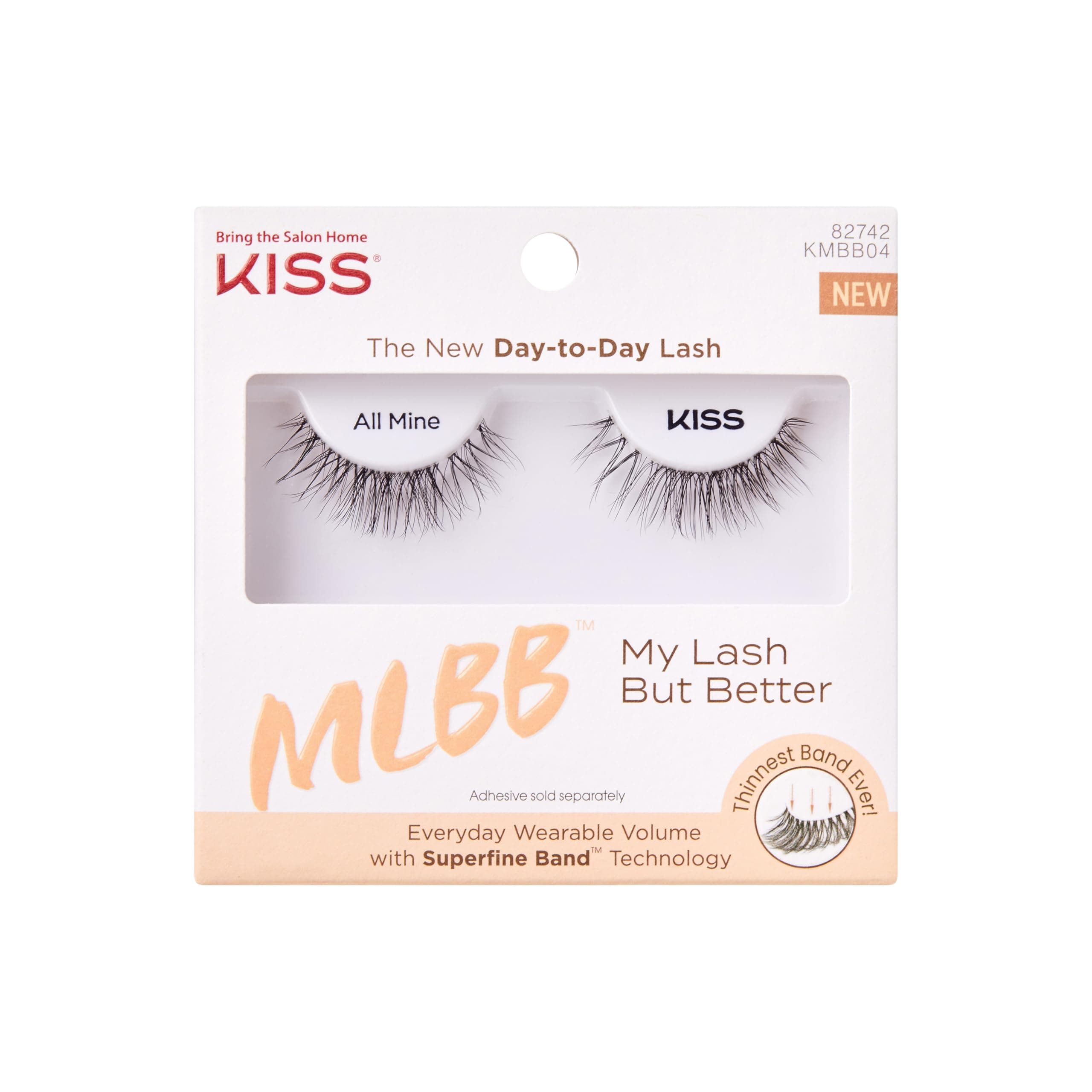KISS MLBB My Lash But Better Everyday Wearable Volume False Eyelashes with Superfine Band Technology, Easy To Apply, Reusable, Cruelty-Free, Contact Lens Friendly, Style All Mine, 1 Pair