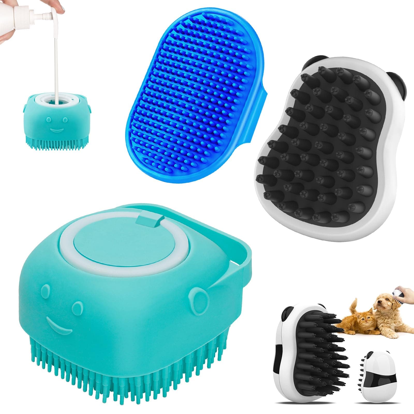 3PCS Dog Bath Brush(Blue Blue White)
