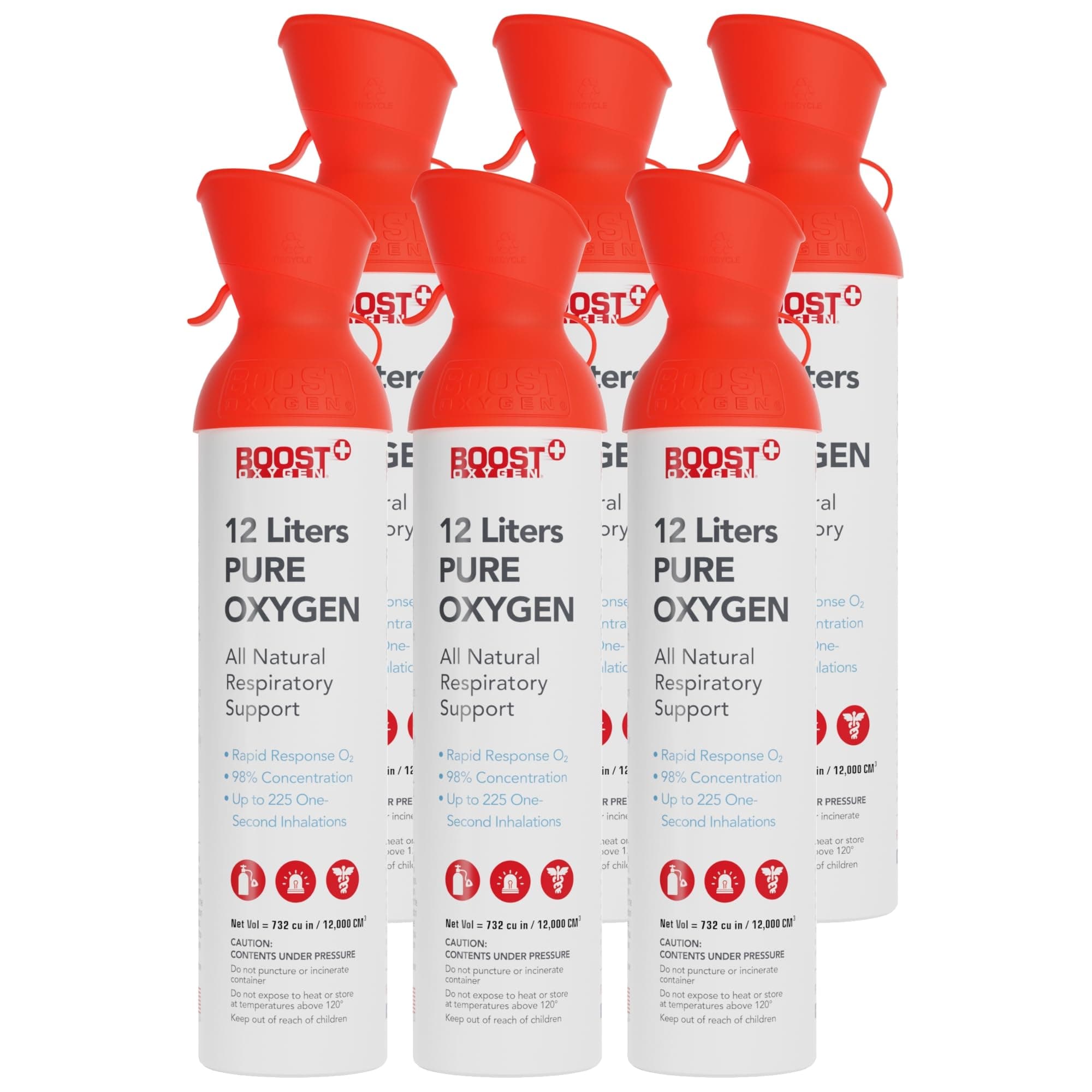 Extra-Large Rapid Response 12L Canister | Respiratory Support for Aerobic Recovery, Altitude, Performance & Health (6 Pack)