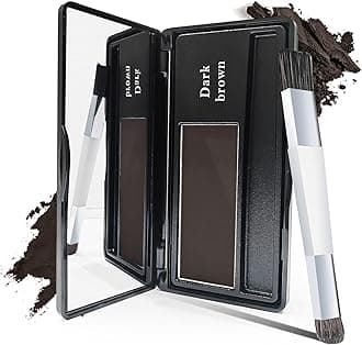 Root Cover Up, Natural Looking Root Touch Up Powder, Quick and Easy Hairline Shadow Powder, with Brush and Mirrored Compact, Root Cover Up Instantly Hairline (Dark Brown)