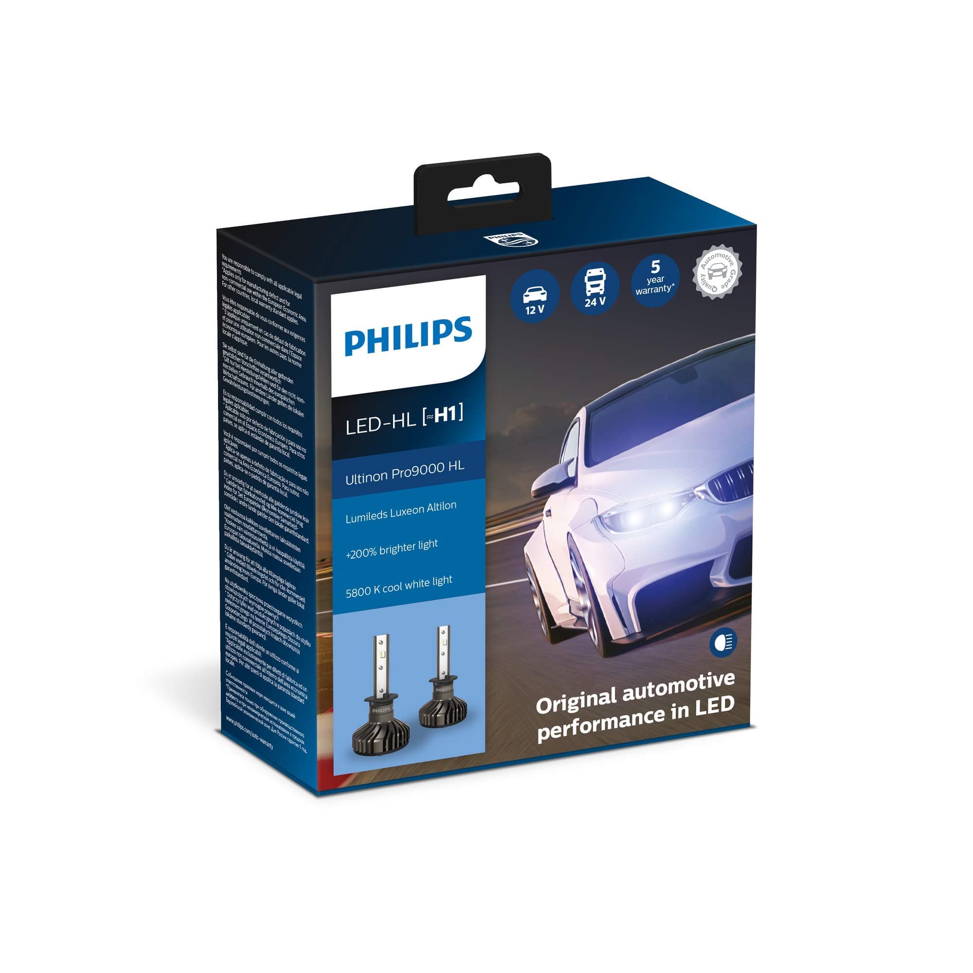 Philips Ultinon Pro9000 LED Car Headlight Bulb H1, set of 2