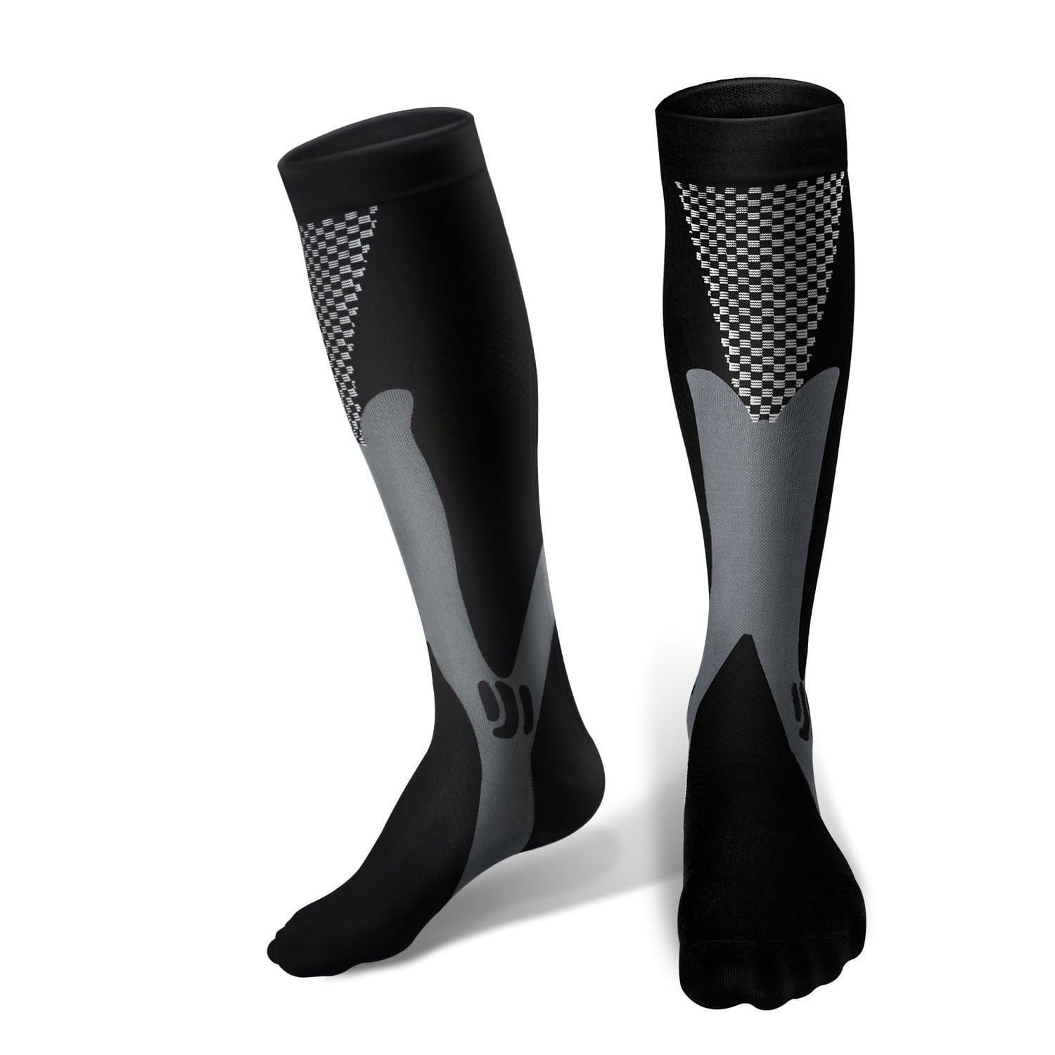 Compression Socks Pack of 2 For Women & Men - Best For Running, Pregnancy, Travel, Nursing,Better Blood Circulation 20-30mmHg (L/XL, Black)