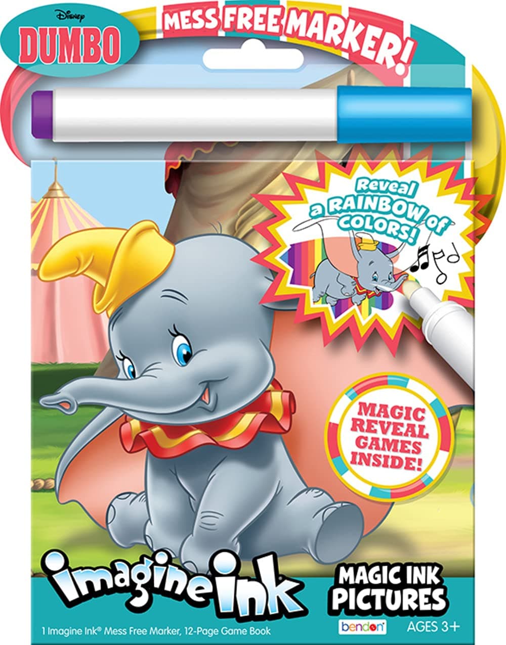 Bendon Imagine Ink Magic Ink Pictures and Game Book with Mess Free Marker (Dumbo)
