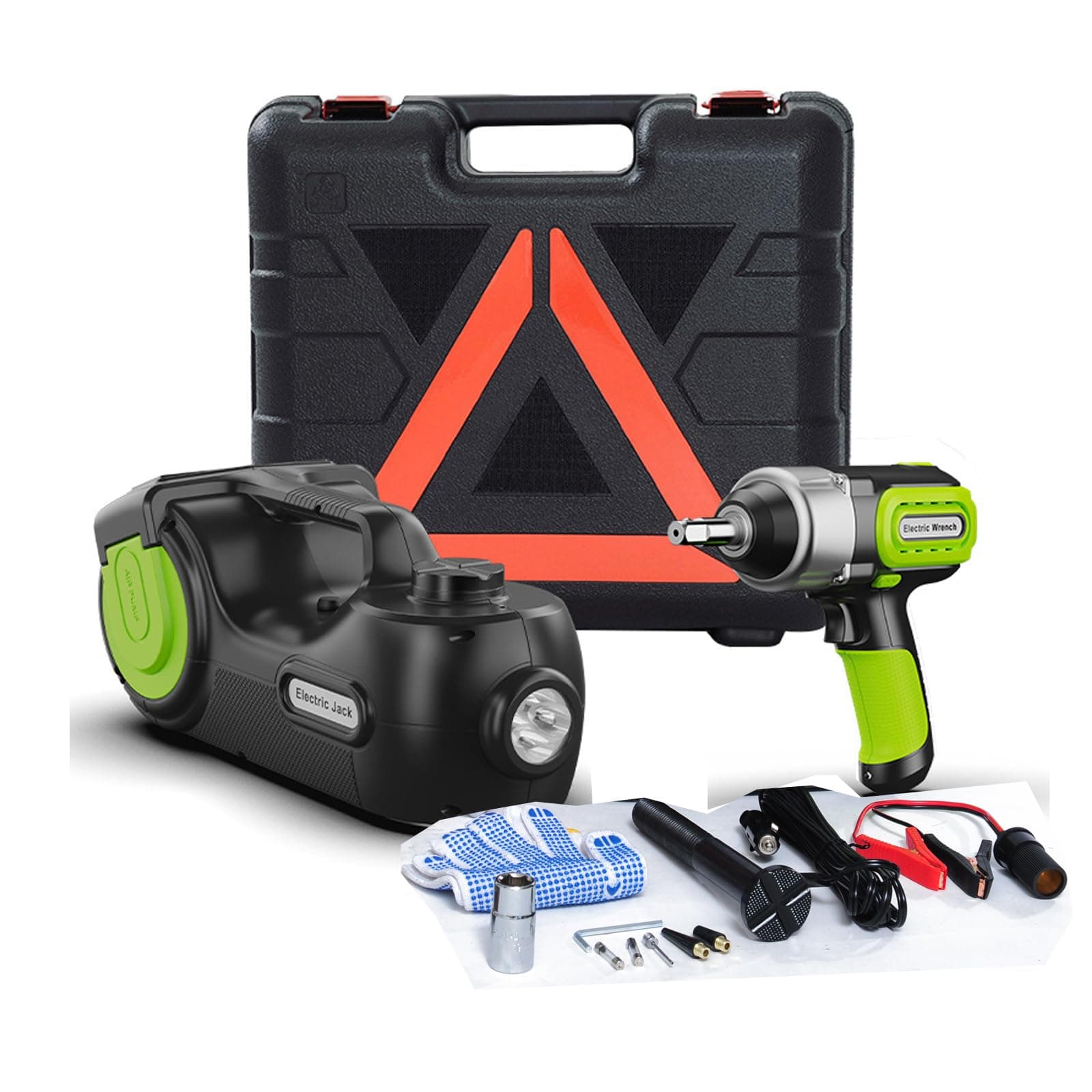 5 Ton (11000lb) Electric Car Jack Emergency Roadside Car Floor Jack(6.1-20.87”) LCD, Multi Functions Car Tire Lift Kit Air Compressor, Electric Tire Impact Wrench for SUV VAN Cars Tire Replace