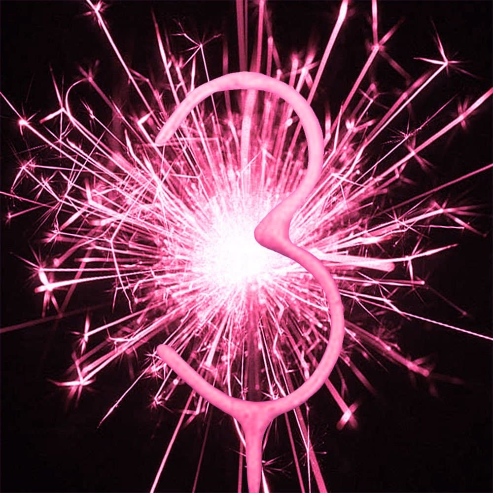 Pink Number Sparkler - Number 3