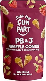 Bite-Size Crispy Mini Waffle Cones with Premium Belgian Chocolate, Great for Snacks, Dessert, Grab & Go - Kosher (Peanut Butter & Jelly)