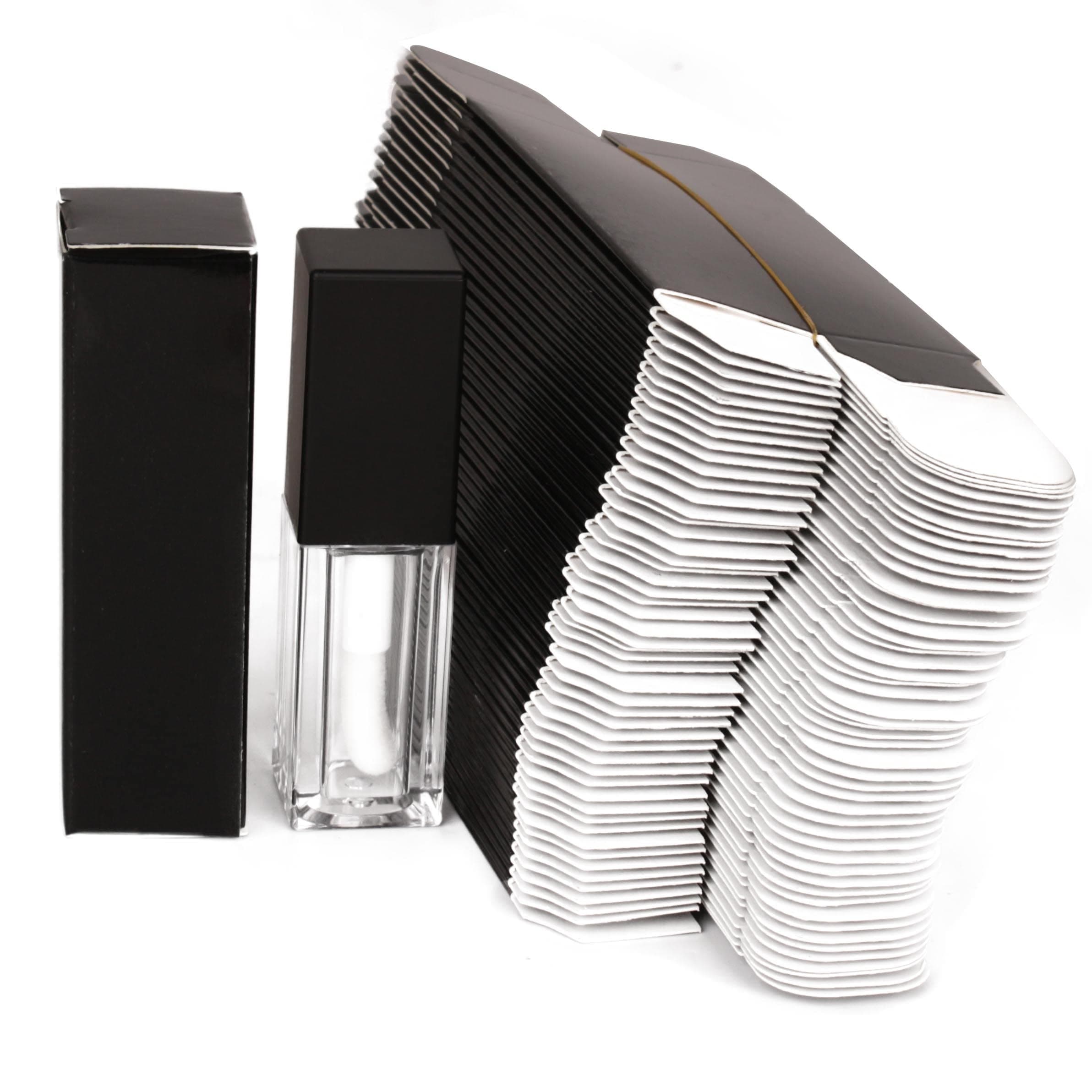 25pcs 25 * 25 * 86mm Craft Paper Box for Lip Gloss Tubes - 350gms Lipstick Packaging - Pink & Black